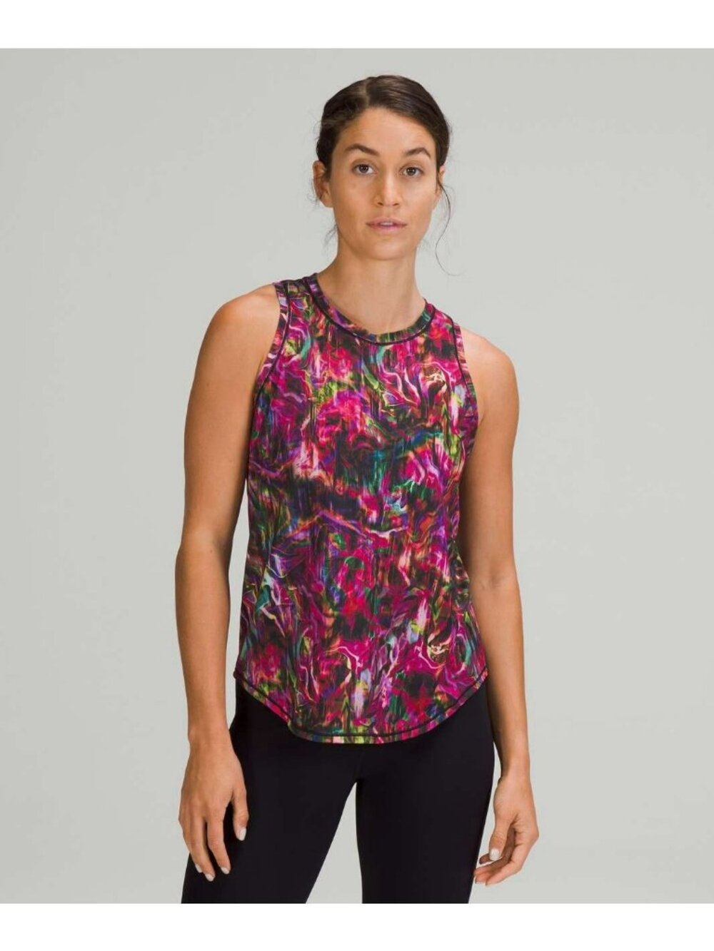 lululemon High Neck Running/Training Tank Top in Hyper Flow Pink Multi Size 6
